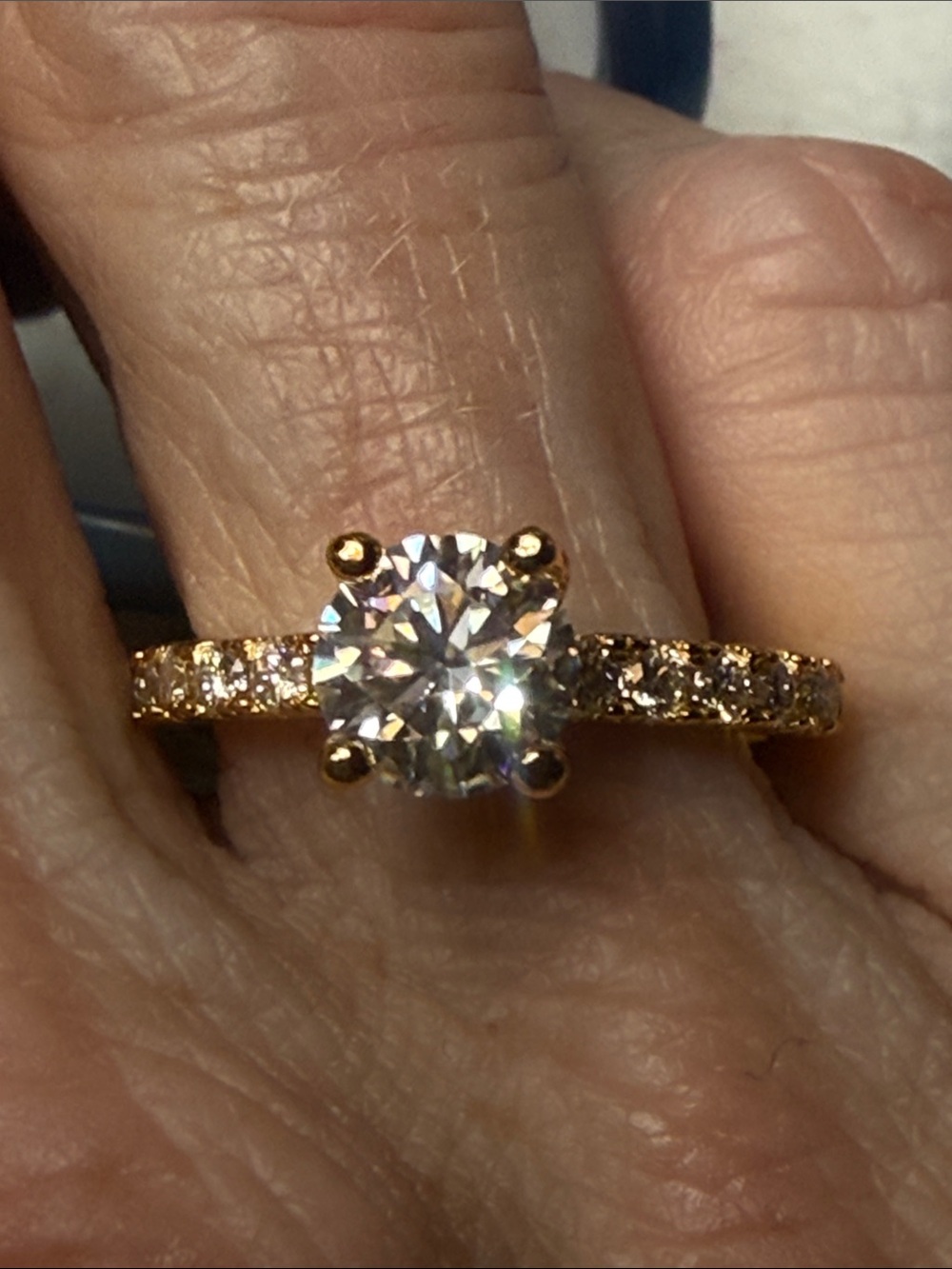 GRA CERTIFIED MOISSANITE DIAMOND 18k Gold over 925 Sterling Silver Solitare